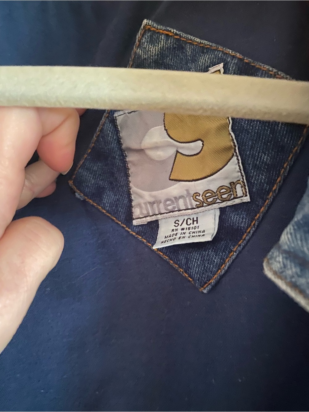 Denim Jacket with Green & Navy Accents - Women's Casual Coat - Picture 3 of 5